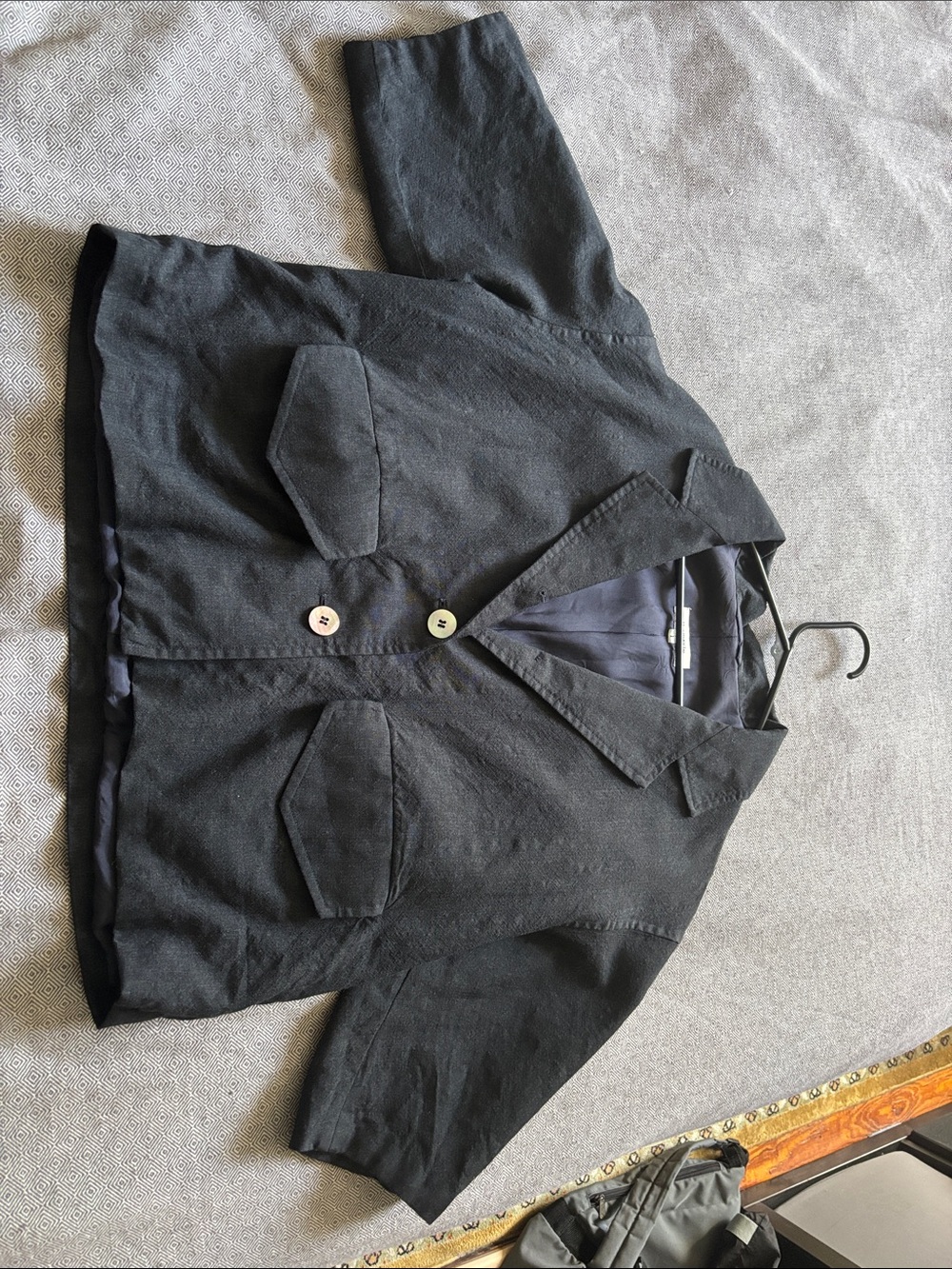 Women's Navy blue 3/4-Sleeve drop shoulder Blazer Jacket